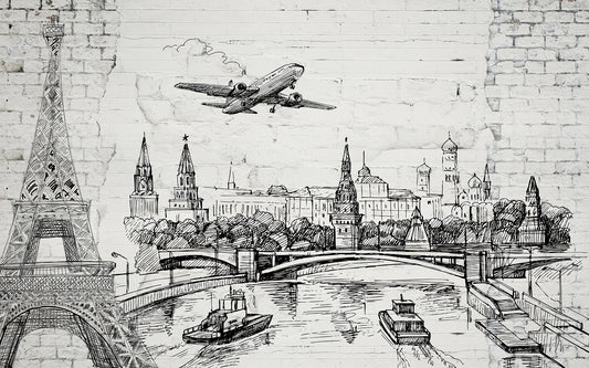 Architectural Marvels on Brick Wall Murals