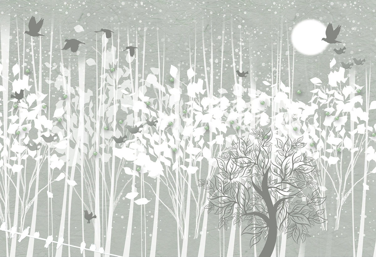 Magical Snowy Forest Wall Scenery Murals