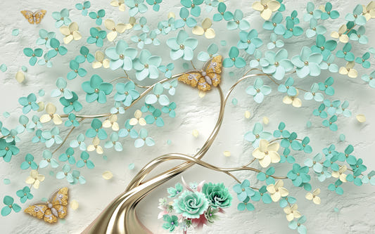 Gilded Butterfly Garden Wall Mural