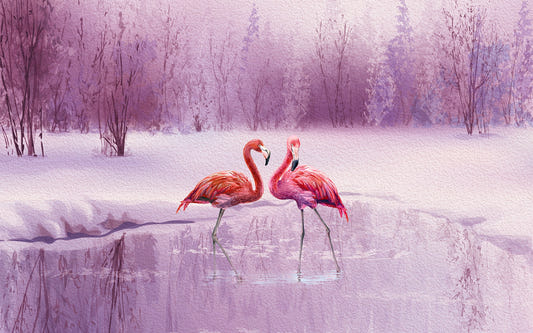 Pink Flamingos by the Water Wall Mural