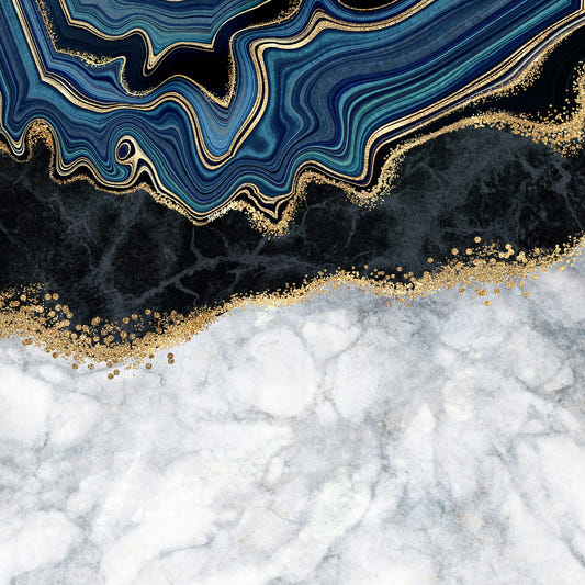 Blue and Gold Marbled Elegance Wall Murals