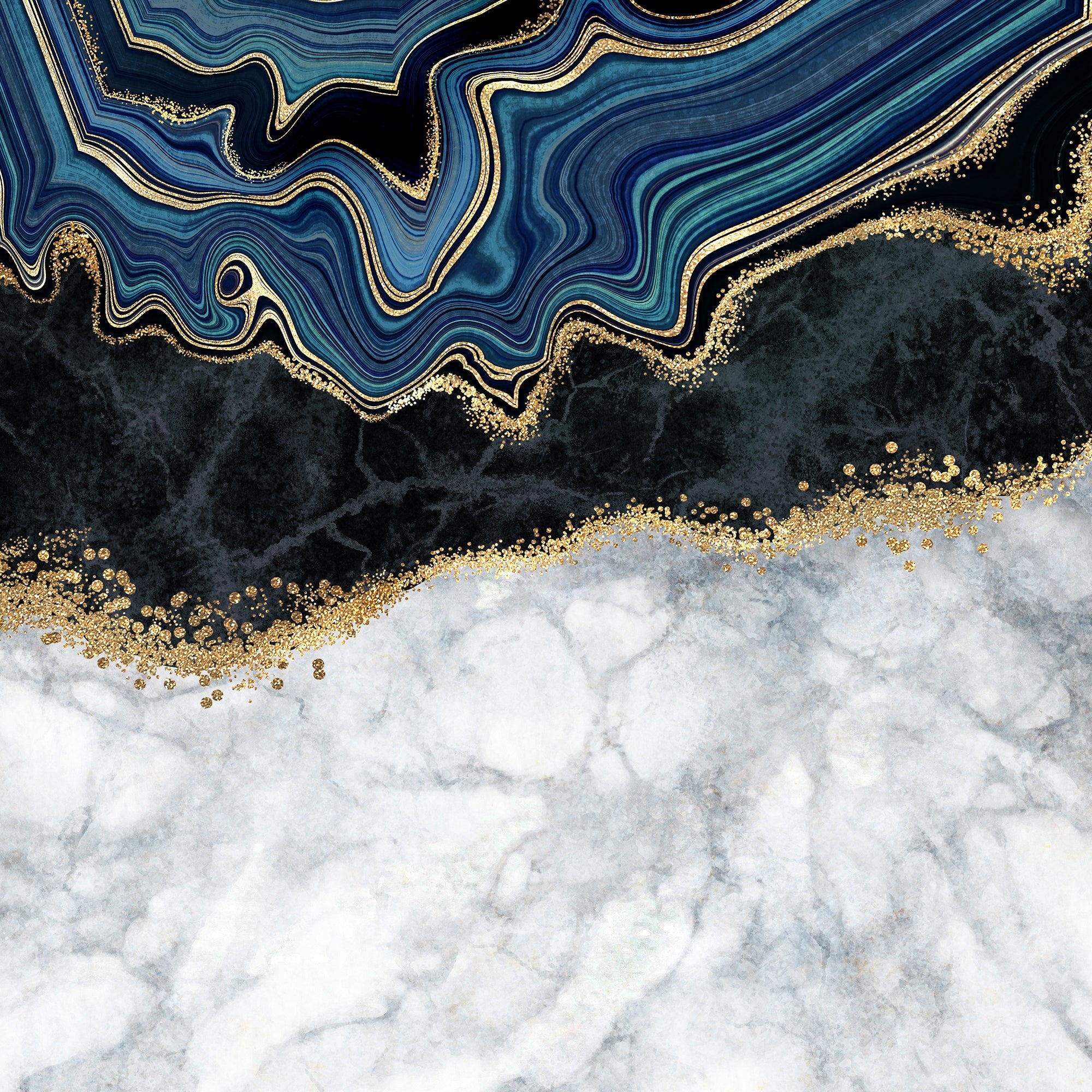 Blue and Gold Marbled Elegance Wall Murals