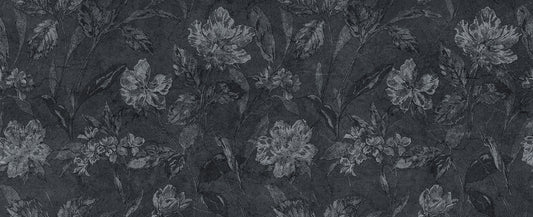 Flower Pattern on Black Background Wall Murals