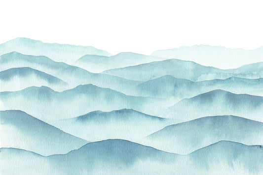 Indigo Blue Watercolor Waves Wall Murals