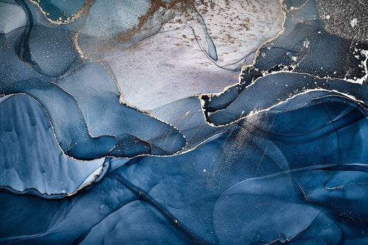 Dark Blue Marble Faux Wallpaper Murals
