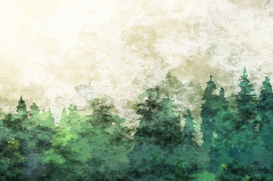 Misty Forest Watercolor Elegance Wall Mural