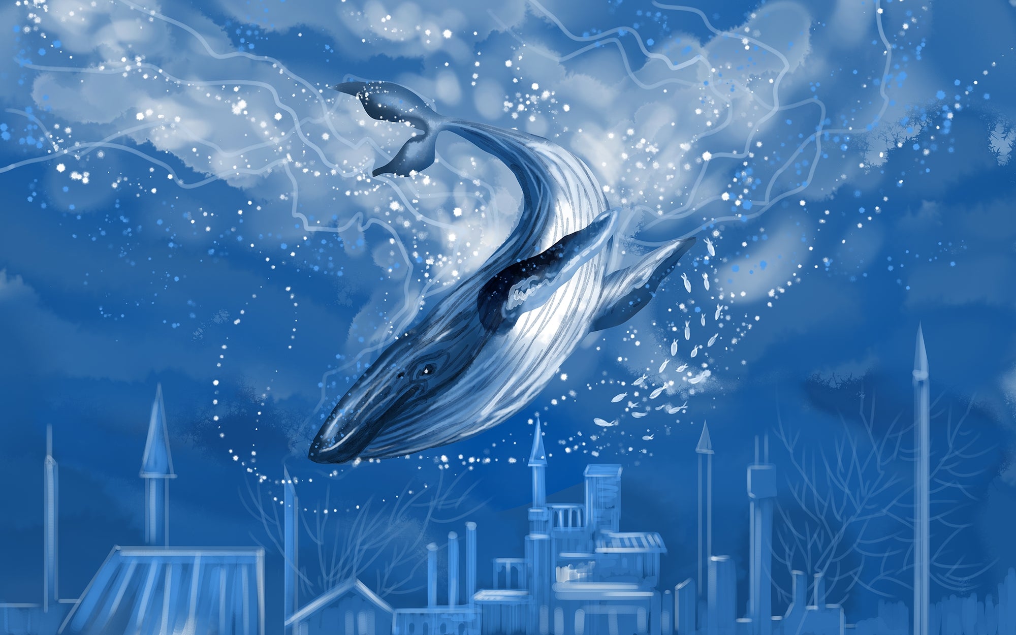 Blue Whale Tales in the City Wall Murals