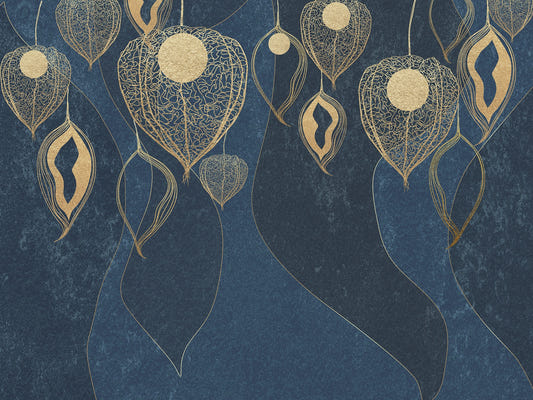 Elegant Golden Leaves Self Adhesive Murals