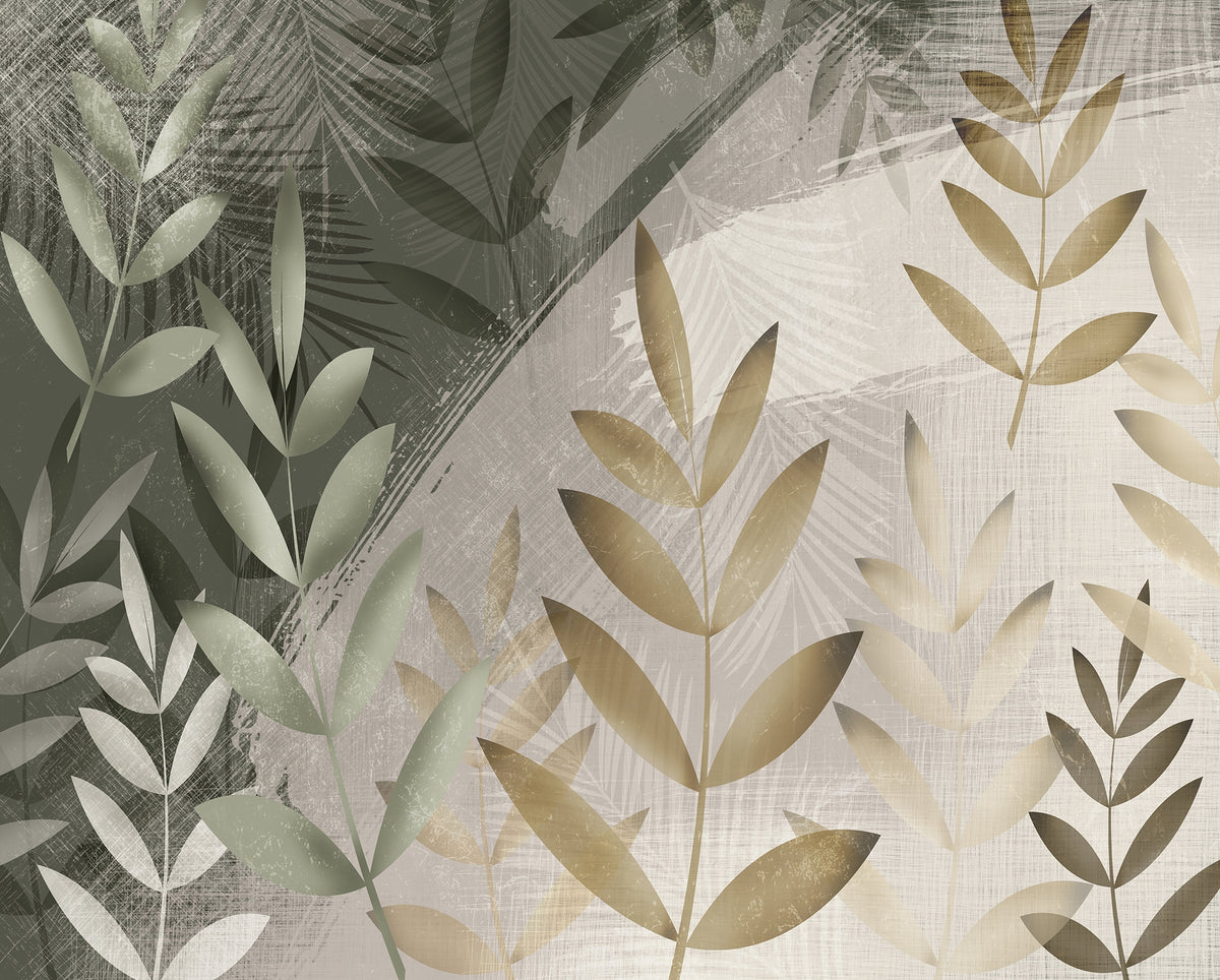 Green and Beige Foliage Delight Murals in your room — zoomed