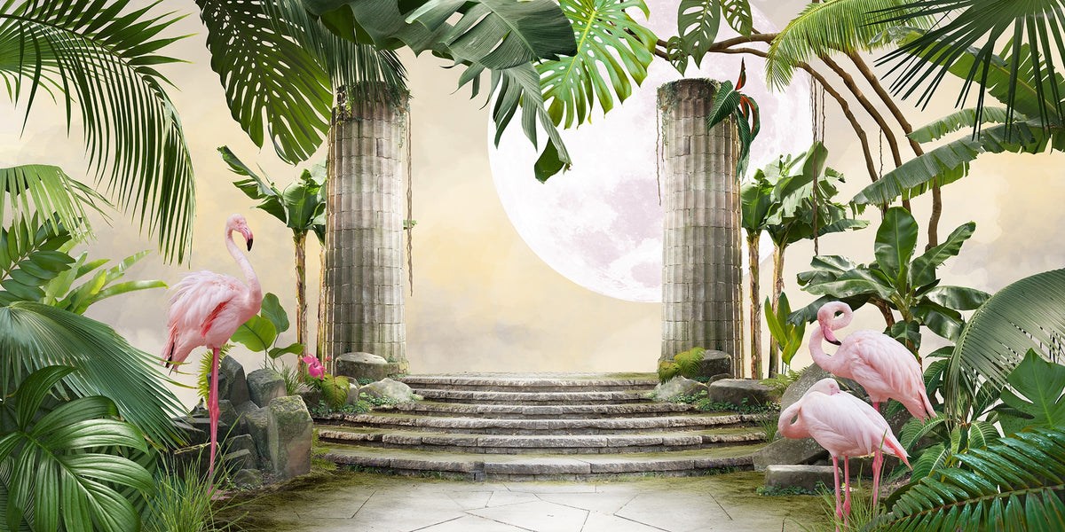 Lunar Flamingo Paradise Wall Murals in your room