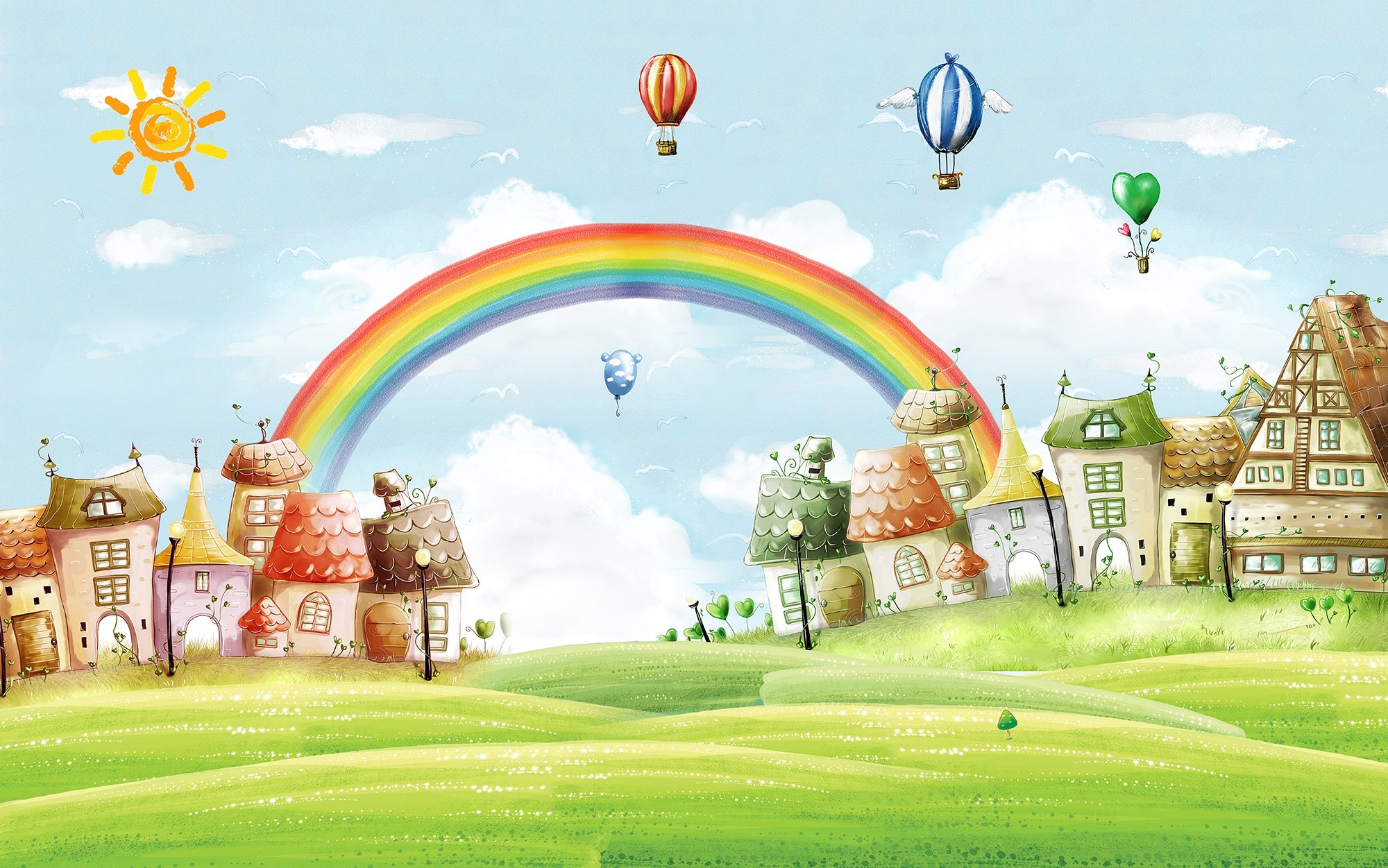 Rainbow & Balloons in Kids Fantasy City Murals
