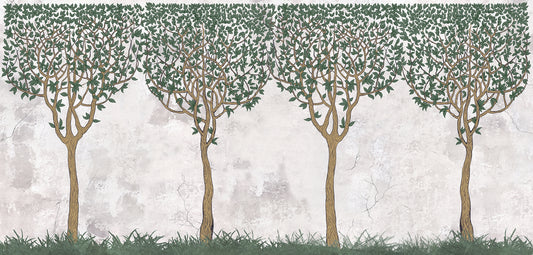 Green Painted Forest Wallpaper Murals