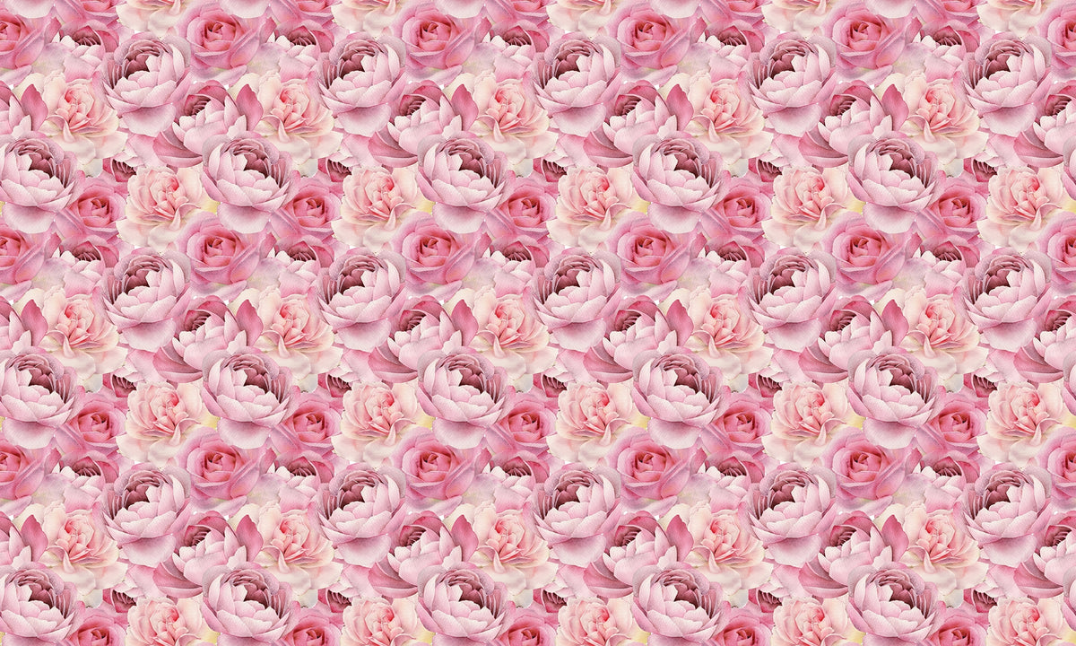 Pink Watercolor Rose Patterns Wallpaper in your room — zoomed