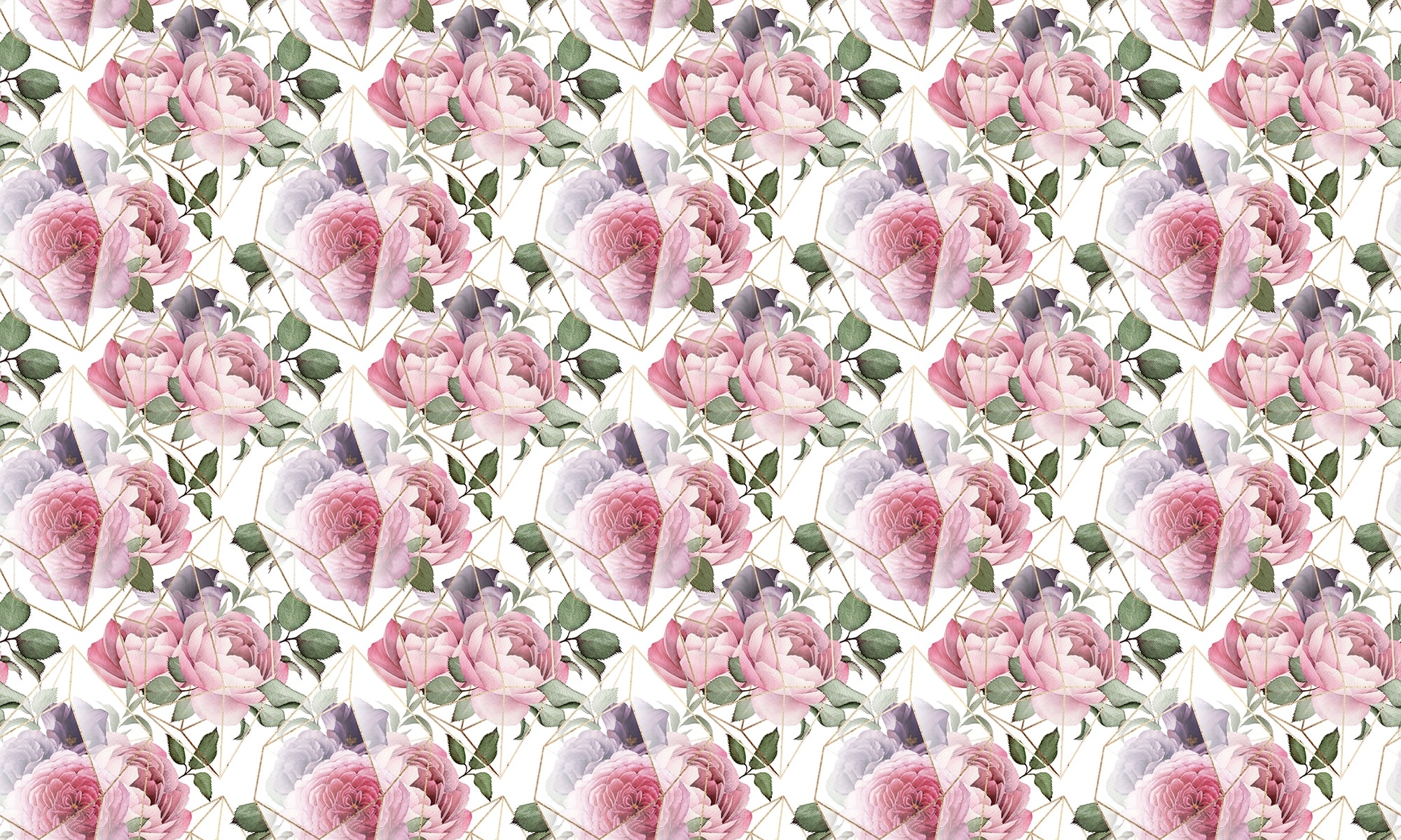 Romantic Rosewater Floral Pattern Wallpaper