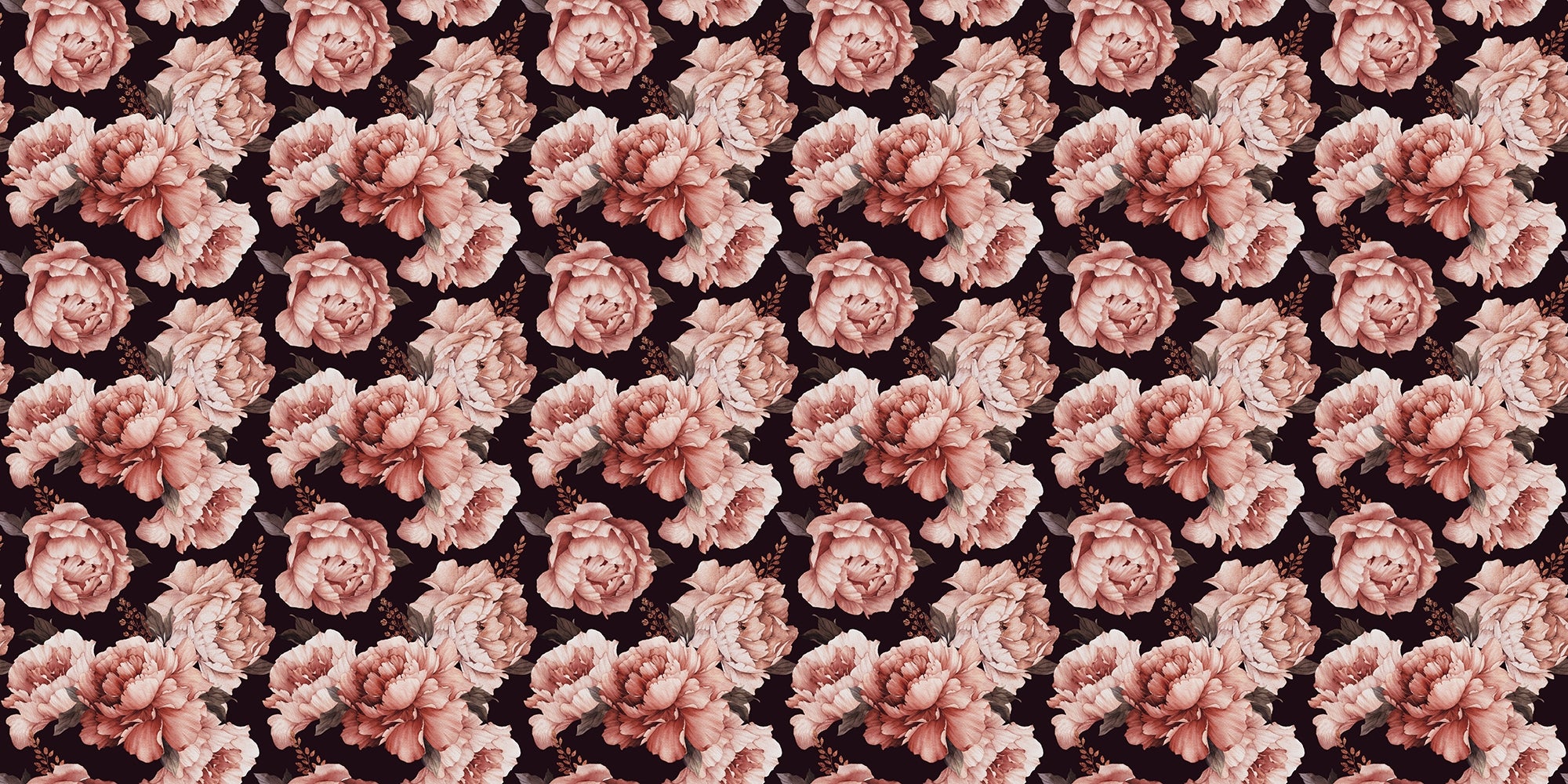 Brown Petals Watercolor Mural