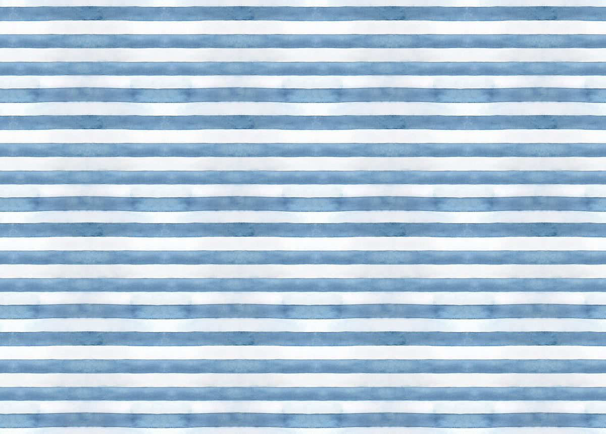 Coastal Watercolor Stripes Wallpaper in your room — zoomed