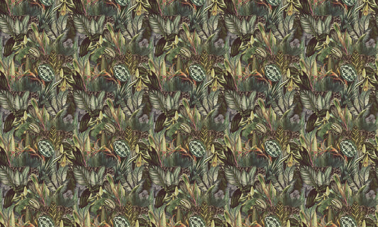 Artistic Tropical Leaf Tapestry Wallpaper