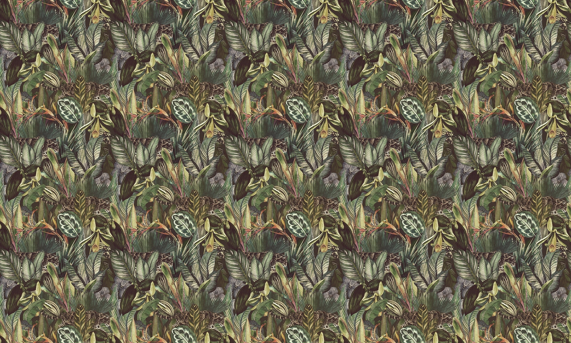 Artistic Tropical Leaf Tapestry Wallpaper