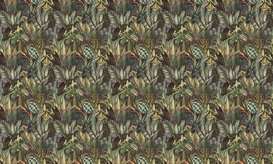 Artistic Tropical Leaf Tapestry Wallpaper