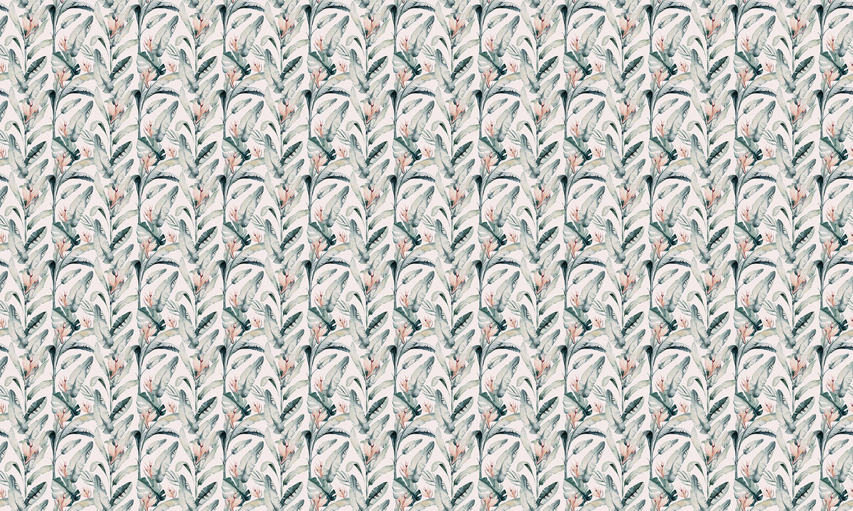 Whitewashed Tropical Palms Wallpaper in your room — zoomed