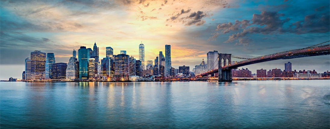 Harbor Lights Manhattan Wall Mural in your room — zoomed