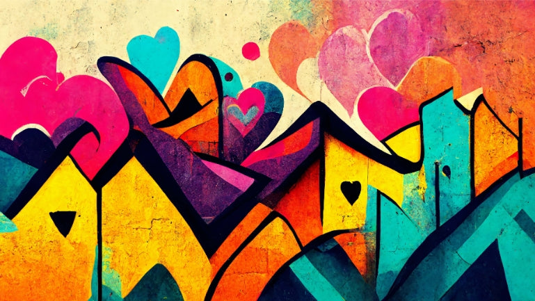 Abstract Love Graffiti Wall Mural
