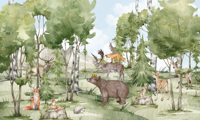 Serene Forest Fauna Panorama Wallpaper