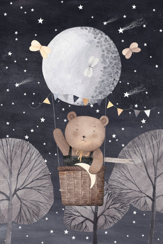 Dreamy Bear Balloon Adventure Mural
