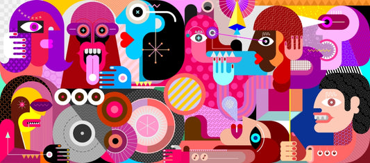 Vibrant Abstract Faces Mural Wallpaper