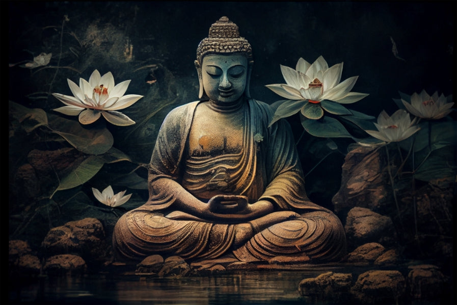 Serene Buddha Lotus Wall Mural in your room