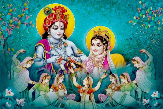 Hindu Lord Radha Krishna Mural Wallpaper