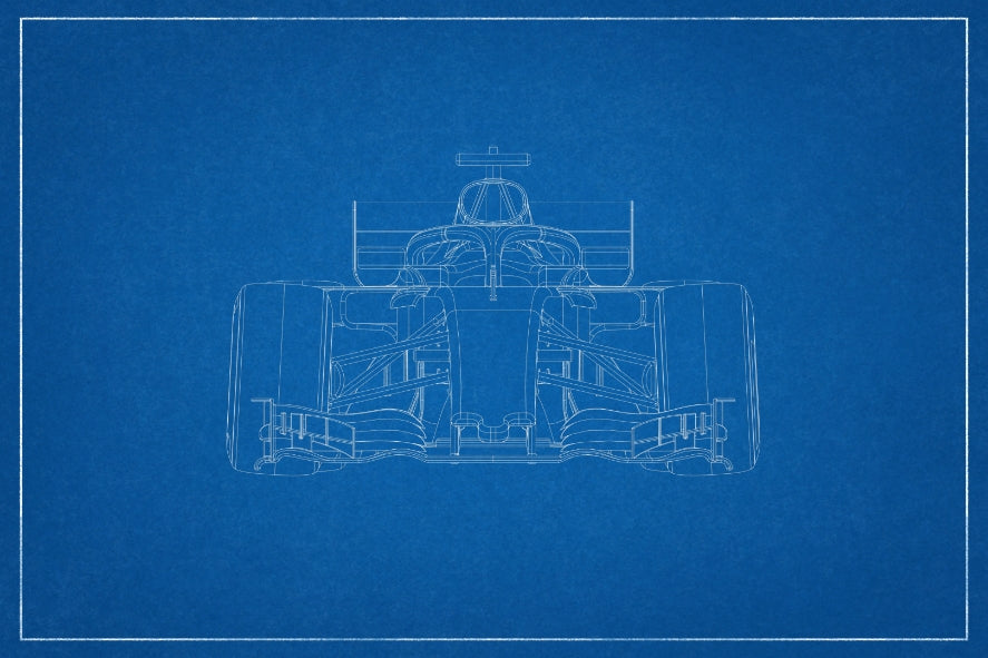 F1 Car Blueprint Wallpaper Mural