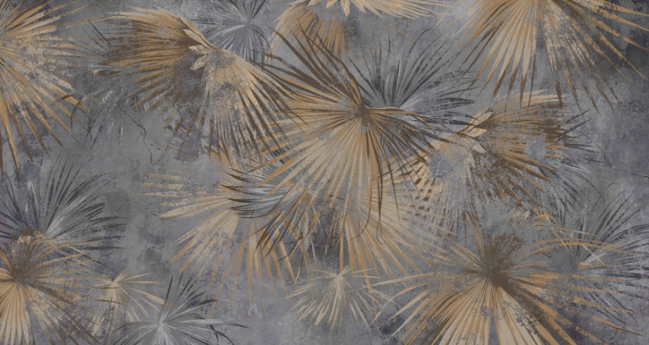 Exotic Foliage Grunge Wallpaper Mural