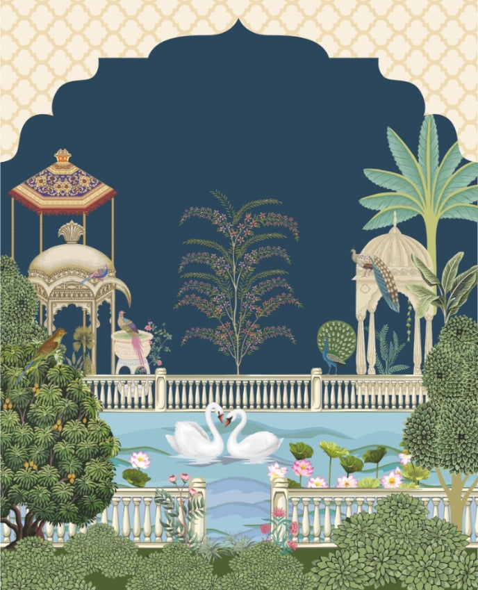 Romantic Swans Lake Mural Wallpaper
