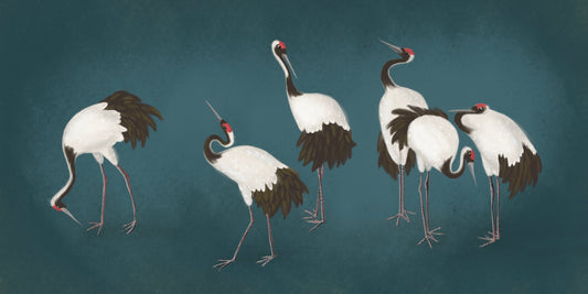 Serene Crane Dance Wallpaper Mural