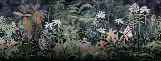 Enchanted Understory Nocturnal Jungle Mural