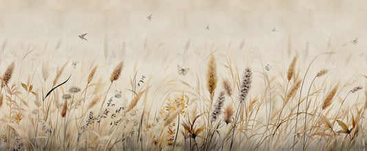 Pastoral Elegance Butterflies Over Grasses Mural