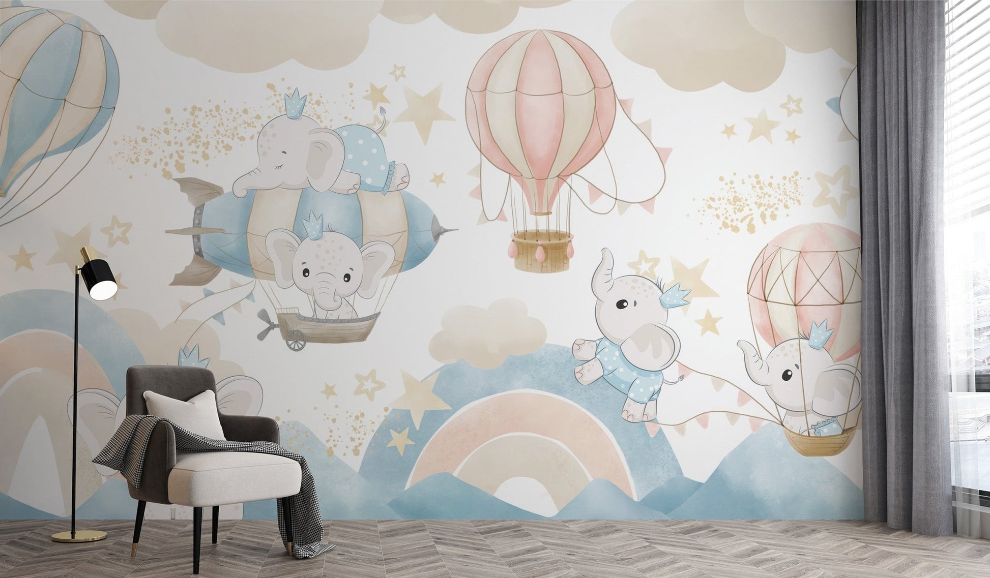 Baby Elephants Playtime Wallpaper Mural - Wallanza