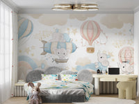 Baby Elephants Playtime Wallpaper Mural - Wallanza