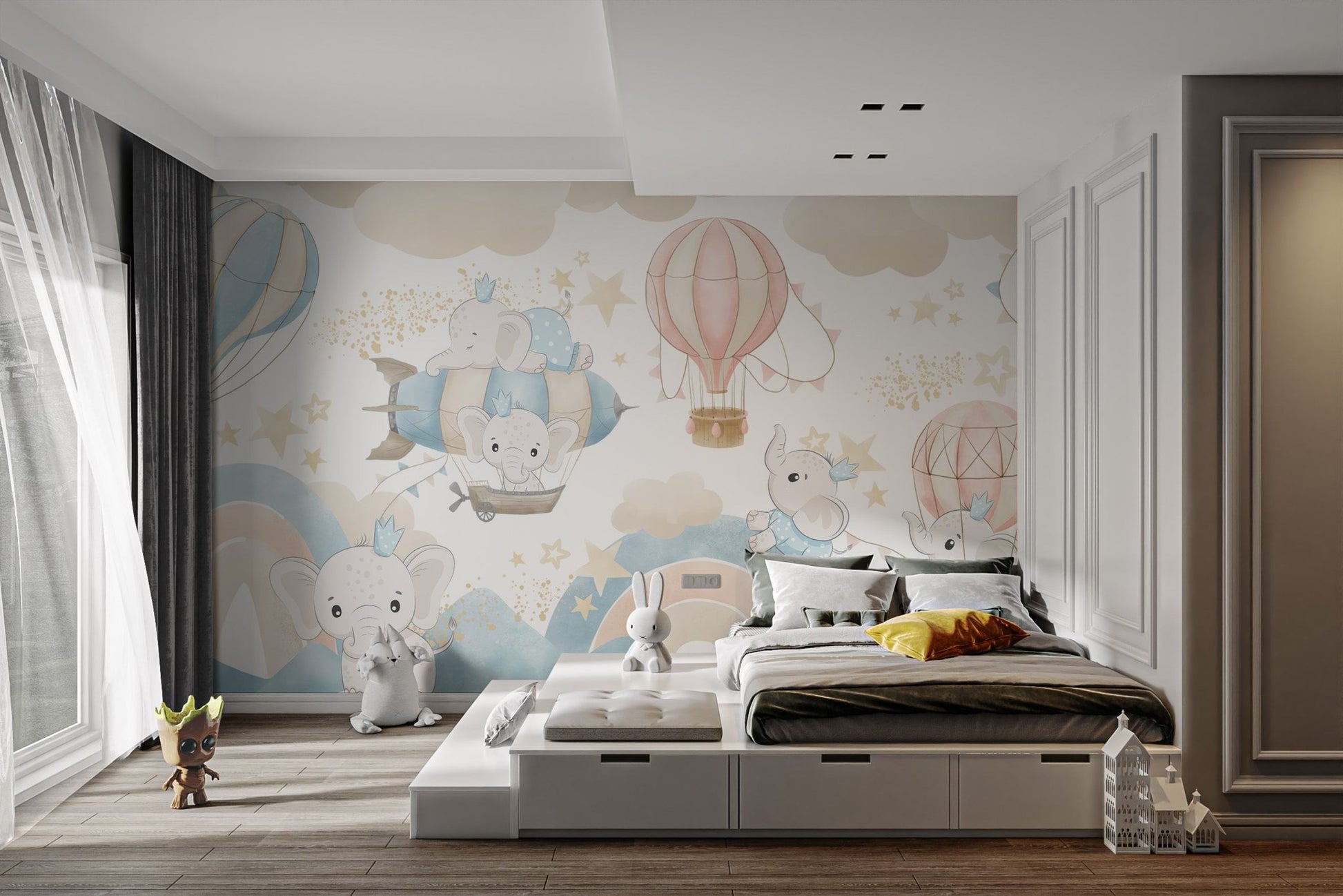 Baby Elephants Playtime Wallpaper Mural - Wallanza