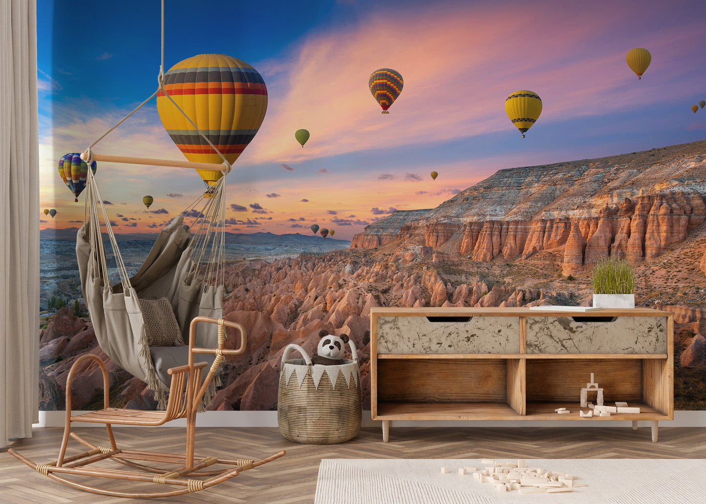 Colorful balloons sunset mural for rooms
