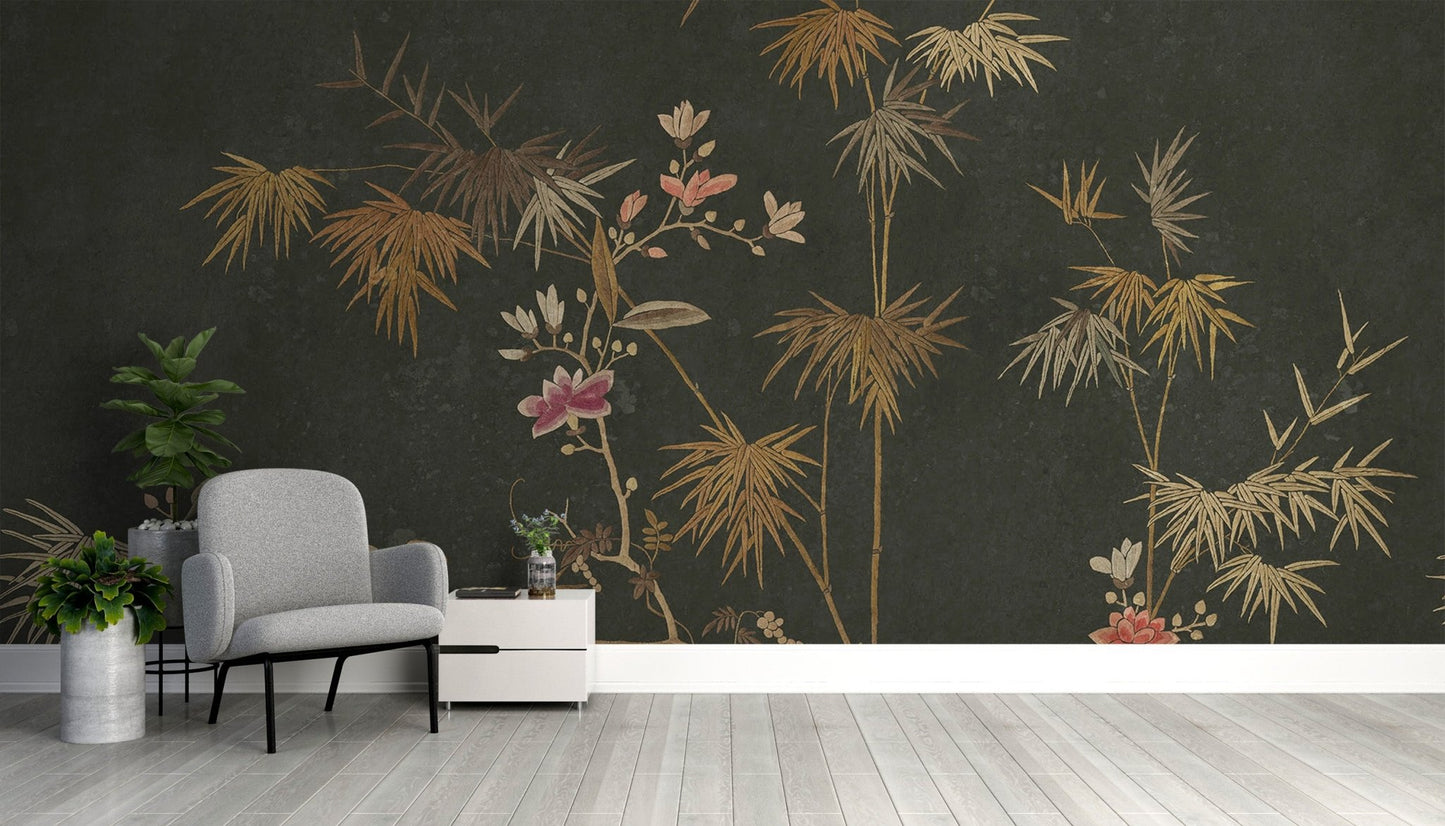Bamboo Chinoiserie Garden Wallpaper Mural - Wallanza