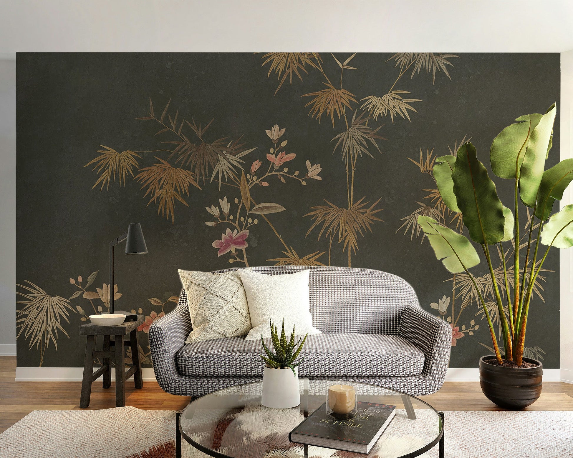 Bamboo Chinoiserie Garden Wallpaper Mural - Wallanza