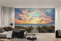 Beach Sunset Boardwalk Wallpaper - Wallanza