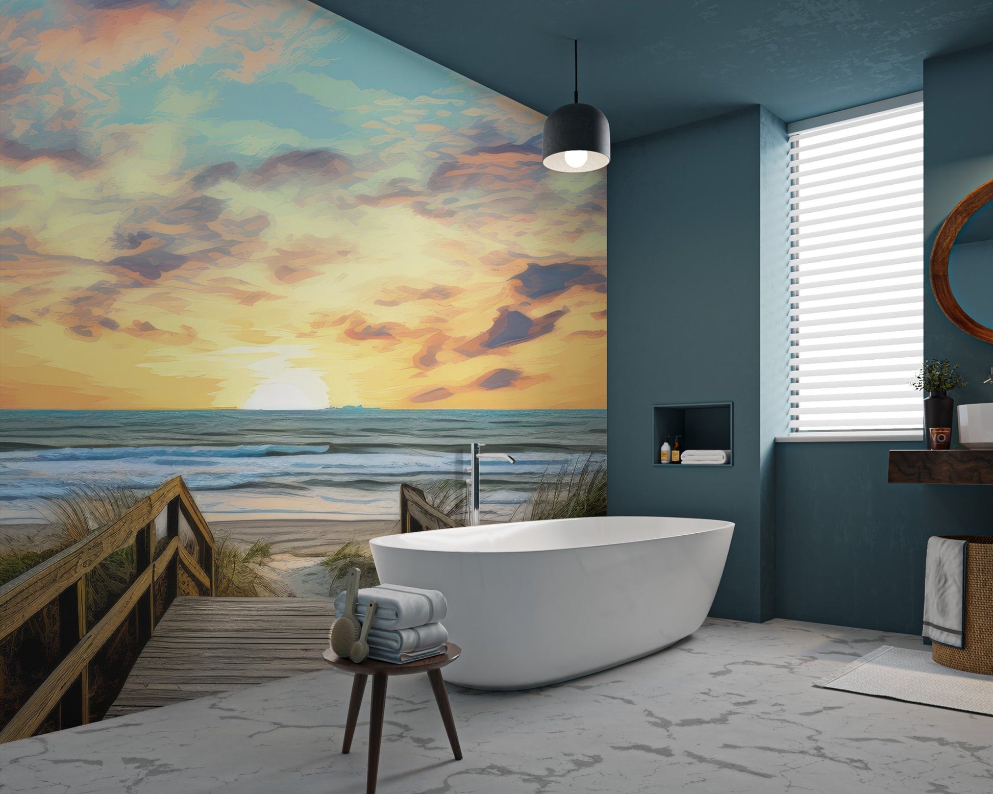 Beach Sunset Boardwalk Wallpaper - Wallanza