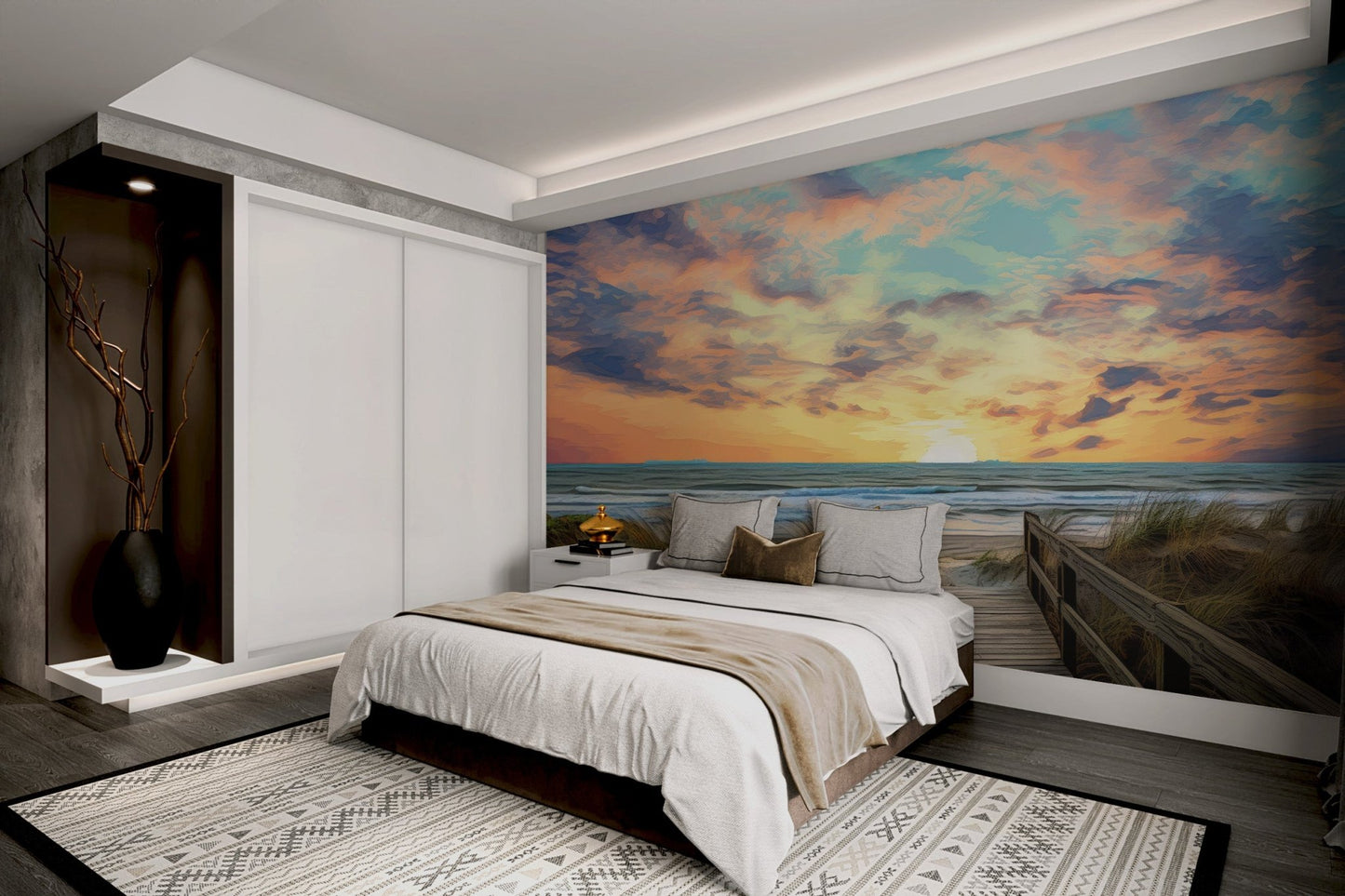 Beach Sunset Boardwalk Wallpaper - Wallanza