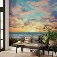 Beach Sunset Boardwalk Wallpaper - Wallanza