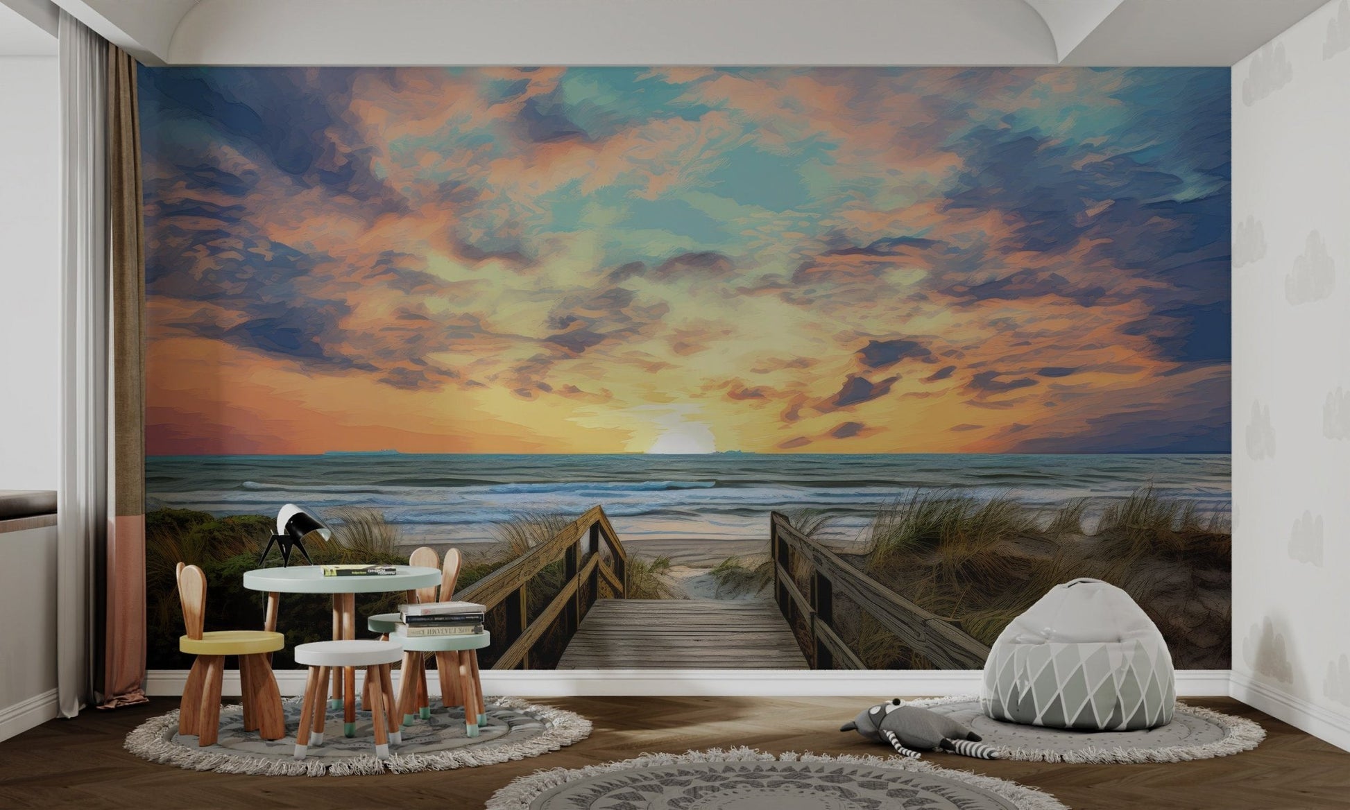 Beach Sunset Boardwalk Wallpaper - Wallanza