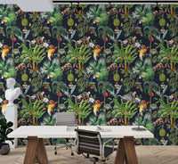 Watercolor tropical flower wall mural for vibrant office interior.