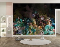 Watercolor floral peony wallpaper for stylish kids room decor.
